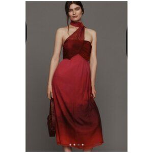 slim fit dress slacks Luannie Halter Scarf Tie Maxi Dress Red main image 0